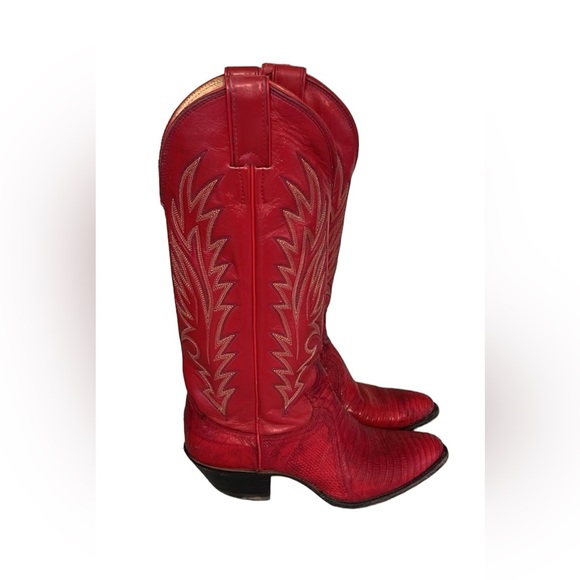 Justin Lizard Women Red cowboy boots 5.5 c women's - Picture 2 of 10